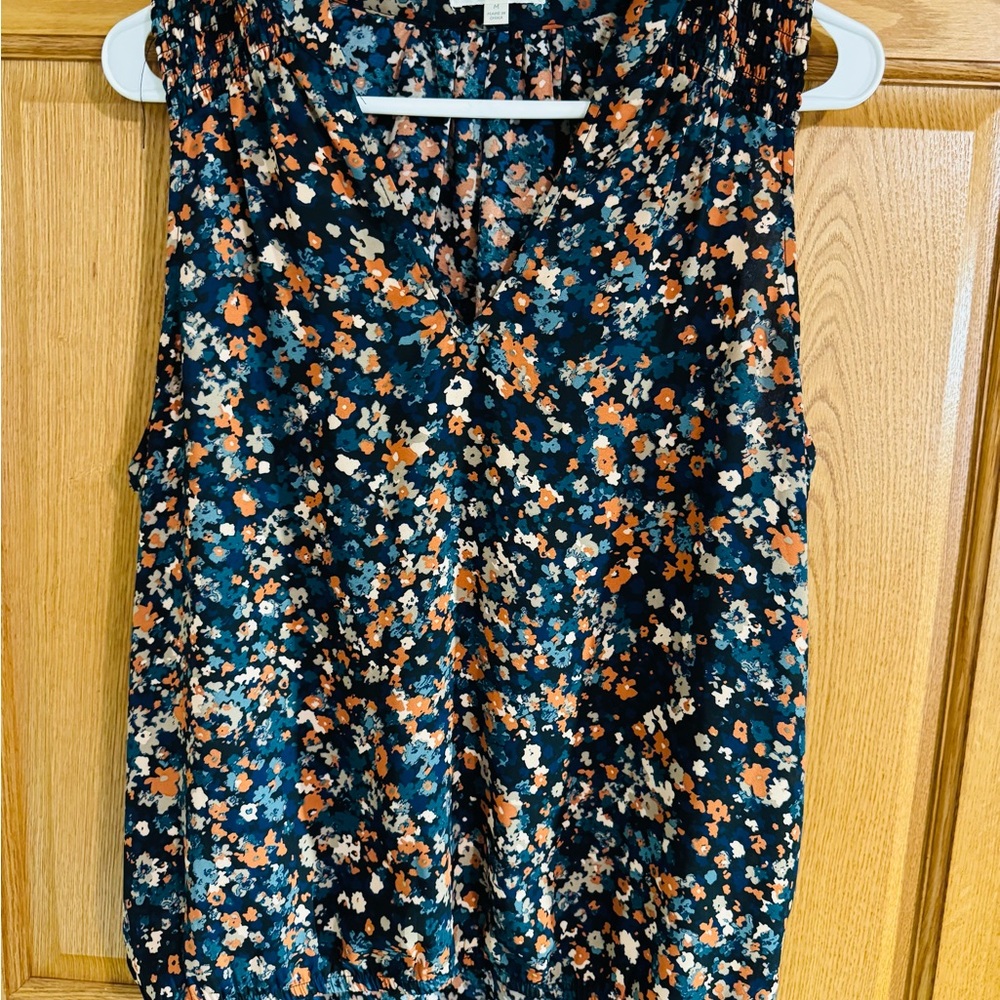 Nine Britton Sleeveless Floral Blouse - Black and Orange